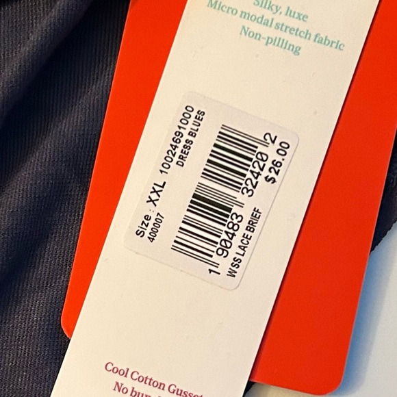 Tommy John SS Lace Brief Underwear Dress Blue Size XX Large NWT - Picture 2 of 3